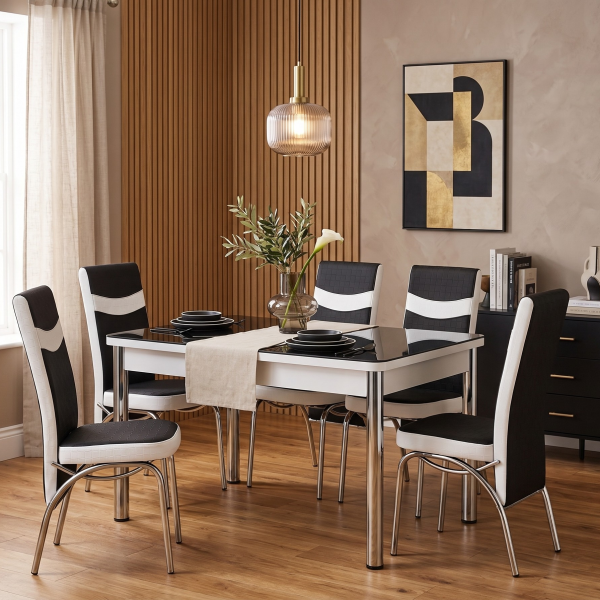 Black and White Glass Dining Table